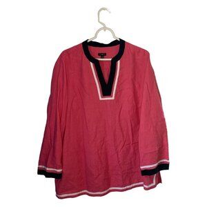 Talbots Woman Pink Linen Tunic Style Top